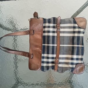 BURBERRY Pewter Nova Check Metallic Tote Bag